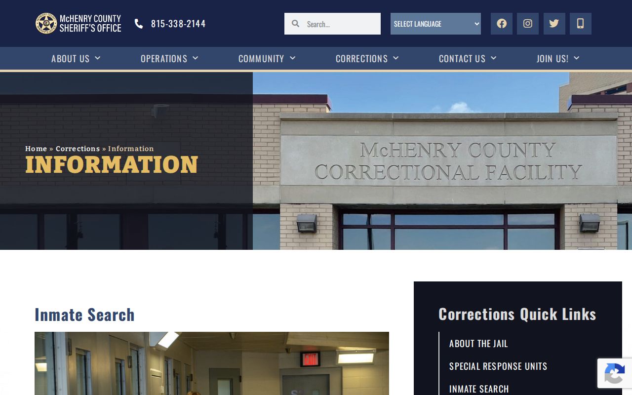 McHenry County corrections information for recent arrest and jail roster records