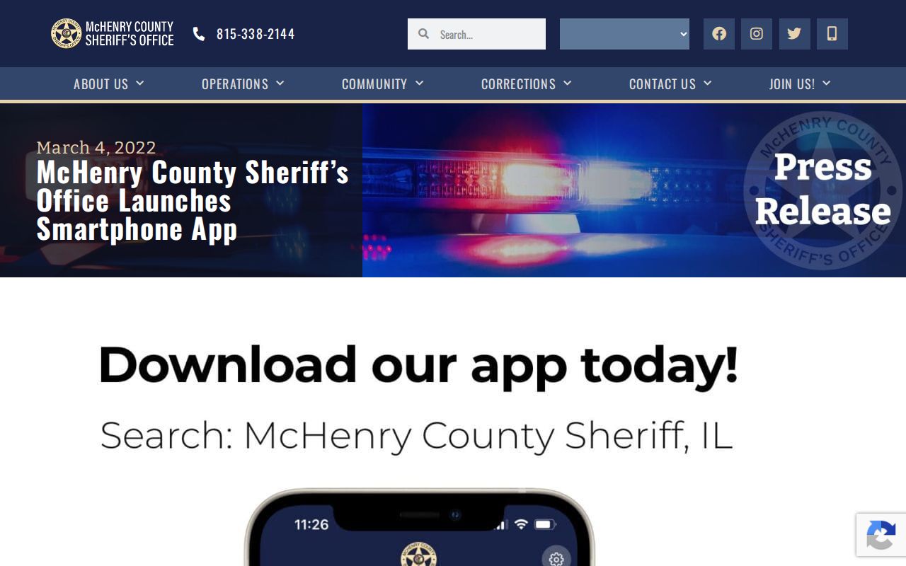 Official McHenry County Sheriff mobile app announcement