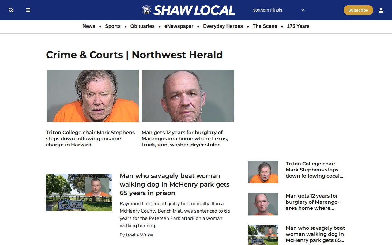 Shaw Local Northwest Herald crime and courts page covering McHenry County