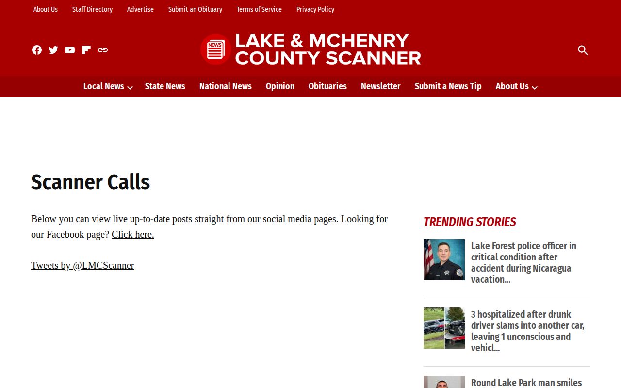 Lake and McHenry County Scanner calls page