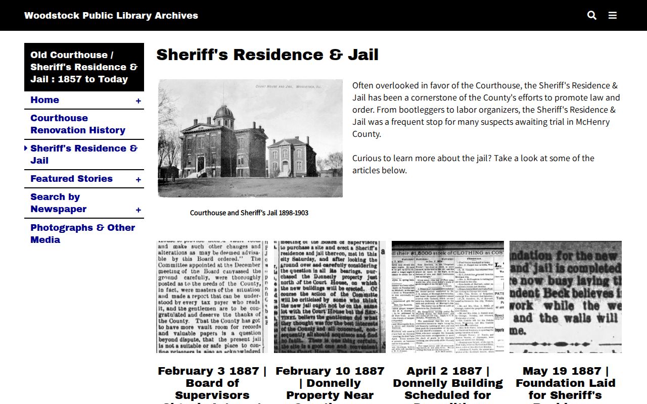Woodstock Public Library historical sheriff residence and jail exhibit